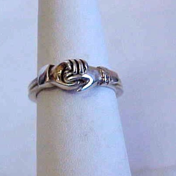 Sterling Silver Heart In Hands Ring - Picture 2 of 4